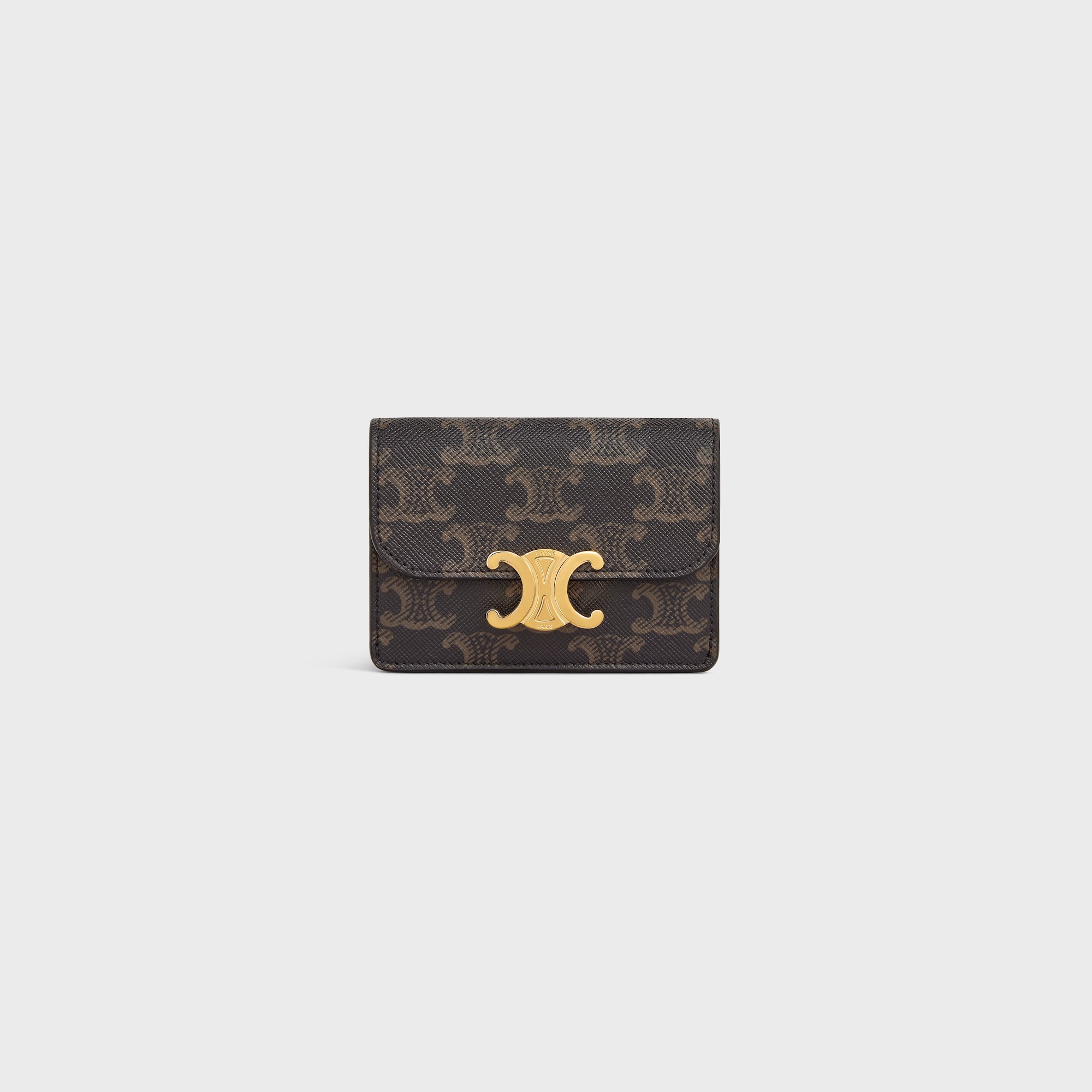 CARD HOLDER WITH FLAP TRIOMPHE IN TRIOMPHE CANVAS TAN - Image 1